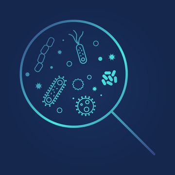 Bacterias  and viruses icons. Vector illustration on dark background