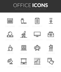 Outline black icons set in thin modern design style