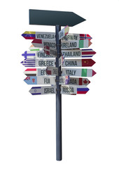arrows with country direction and sign isolated on white background