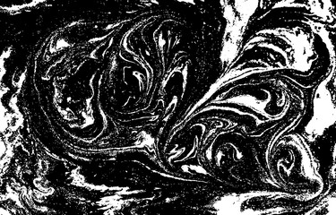 Black and white liquid texture. Hand drawn marbling illustration. Abstract vector background. Monochrome marble pattern.