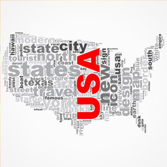 USA map word cloud design