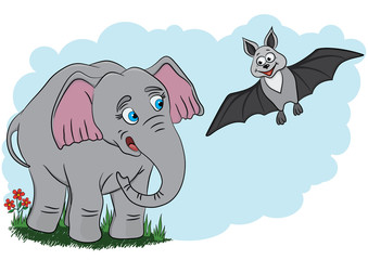 Obraz na płótnie Canvas elephant and bat