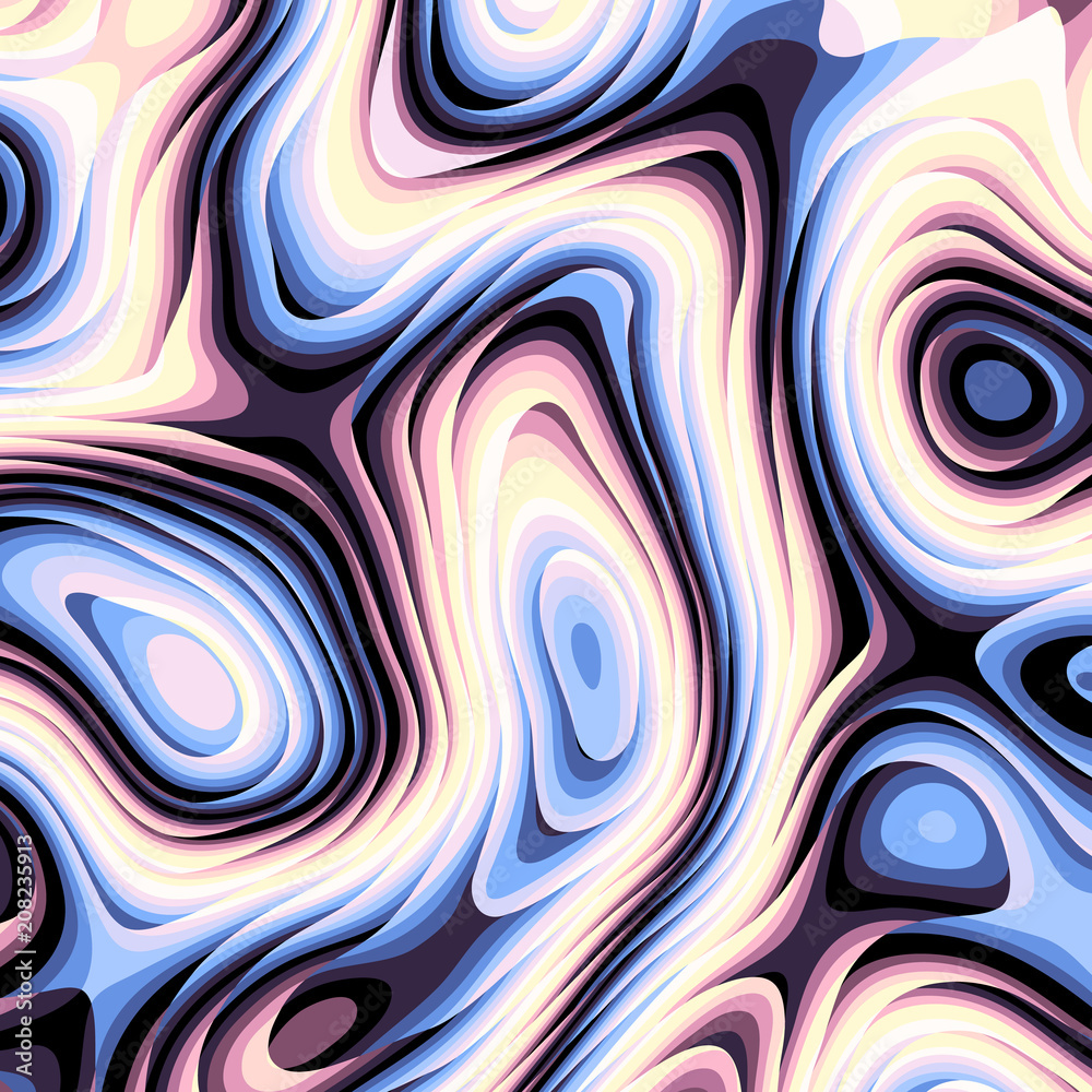 Leinwandbilder abstract vector pattern. curved wavy psychedelic irregular lines.