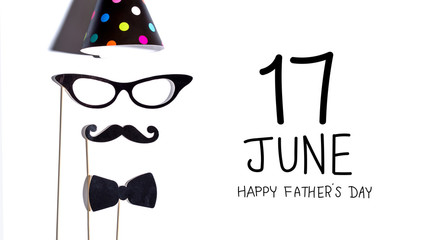 Father's day message with glasses and moustache party sticks
