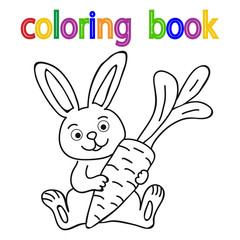 book coloring, hare with carrot