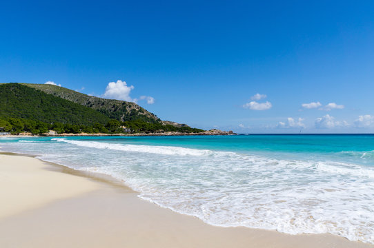 Mallorca, Perfect paradise white sand beach of Cala Agulla next to Cala Ratjada
