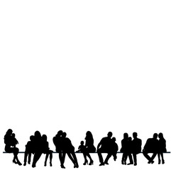 Fototapeta premium vector, isolated, icon, silhouette people sitting