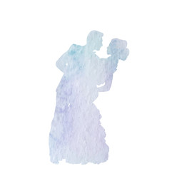 watercolor silhouette wedding