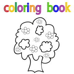 vector, isolated, book coloring tree