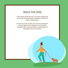 Walk Dog Poster with Text and Green Background