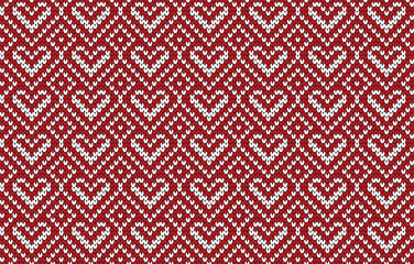 romantic knitted pattern with hearts
