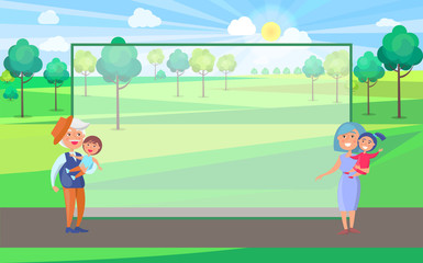 Happy Grandparents Senior Couple Holding Children