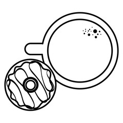 coffee cup with sweet donuts vector illustration design