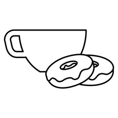 coffee cup with sweet donuts vector illustration design