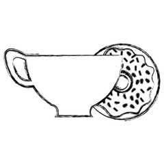 coffee cup with sweet donuts vector illustration design