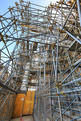 Scaffolding and steel pipes structure