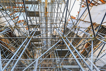 Scaffolding and steel pipes structure