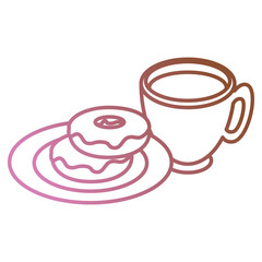 coffee cup with sweet donuts vector illustration design