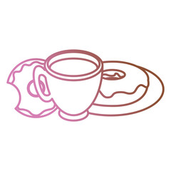 coffee cup with sweet donuts vector illustration design