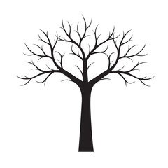Shape of black Tree without Leaves. Vector Illustration.
