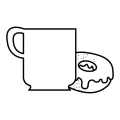 coffee cup with sweet donuts vector illustration design