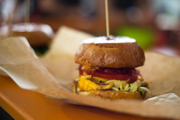 Fresh street food burgers real life photo