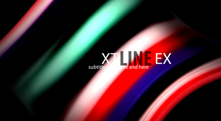 Abstract wave lines fluid rainbow style color stripes on black background. Artistic illustration for presentation, app wallpaper, banner or poster
