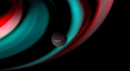 Abstract wave lines fluid rainbow style color stripes on black background. Artistic illustration for presentation, app wallpaper, banner or poster