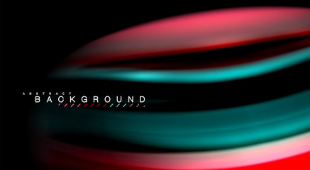 Abstract wave lines fluid rainbow style color stripes on black background. Artistic illustration for presentation, app wallpaper, banner or poster