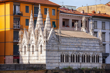 Santa Maria della Spina church Arno River embankment Pisa Tuscany Italy