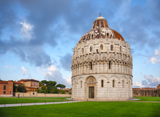 Pisa Baptistery at Piazza dei Miracoli aka Piazza del Duomo in Pisa Tuscany Italy