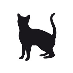 Icon of a black cat on a white background.