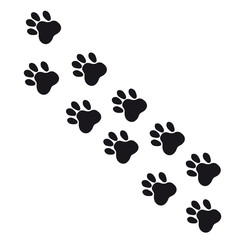 Cat tracks black on white background. Vector illustration.