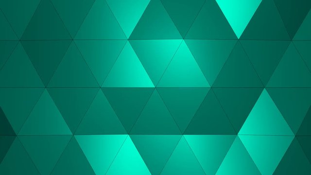 Loopable Abstract Green Blue Low Poly 3D surface as CG background. Soft Polygonal Geometric Low Poly motion background of shifting Red Orange polygons. 4K Fullhd seamless loop background render  V2