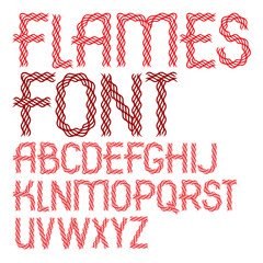 Set of vector capital alphabet letters isolated made with hot flaming design.