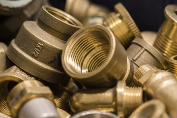 Several types of brass fittings.