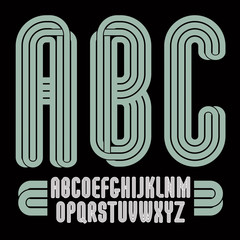 Set of tall vector upper case funky English alphabet letters isolated, best for use in logotype design for carnival announcement