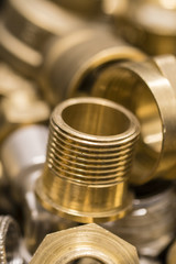 Several types of brass fittings.