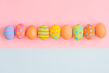 colorful easter eggs with happy easter word