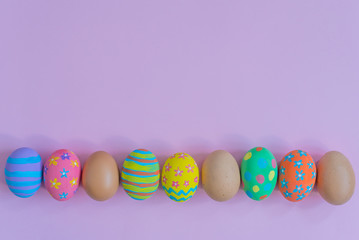 colorful easter eggs with happy easter word