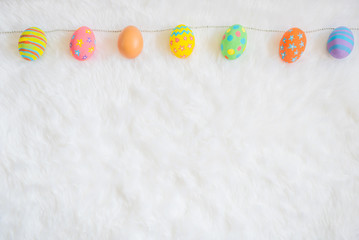 colorful easter eggs with happy easter word