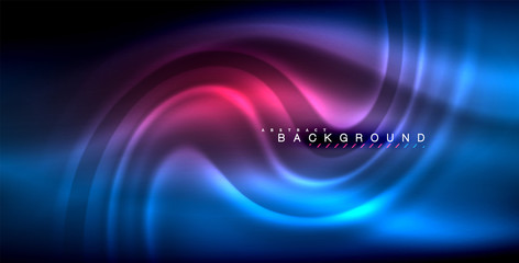 Neon glowing wave, magic energy and light motion background