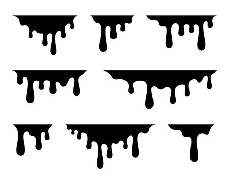 Paint drips. Current black paint. Current drops. Vector illustration