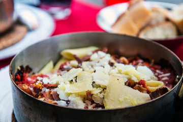 Pasta Bolognese on the table
