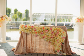 Luxury table decorated with beautiful flowers