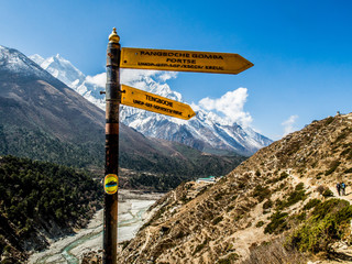 Beautiful Himalaya snow mountain views on route to Everest Base Camp