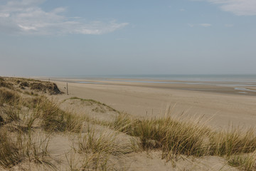 Fototapeta na wymiar scenic shot of sandy seashore, Bray Dunes, France