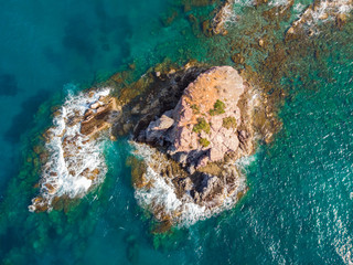 Aerial view of a desert island near the city of Latchi, Cyprus