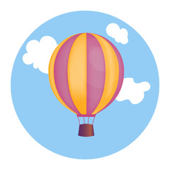 Hot air balloon in the sky. Vector Illustration.