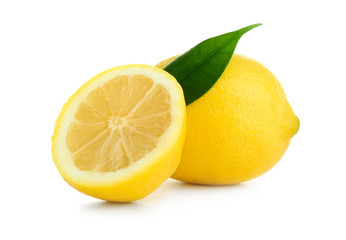 Tasty lemons on white background